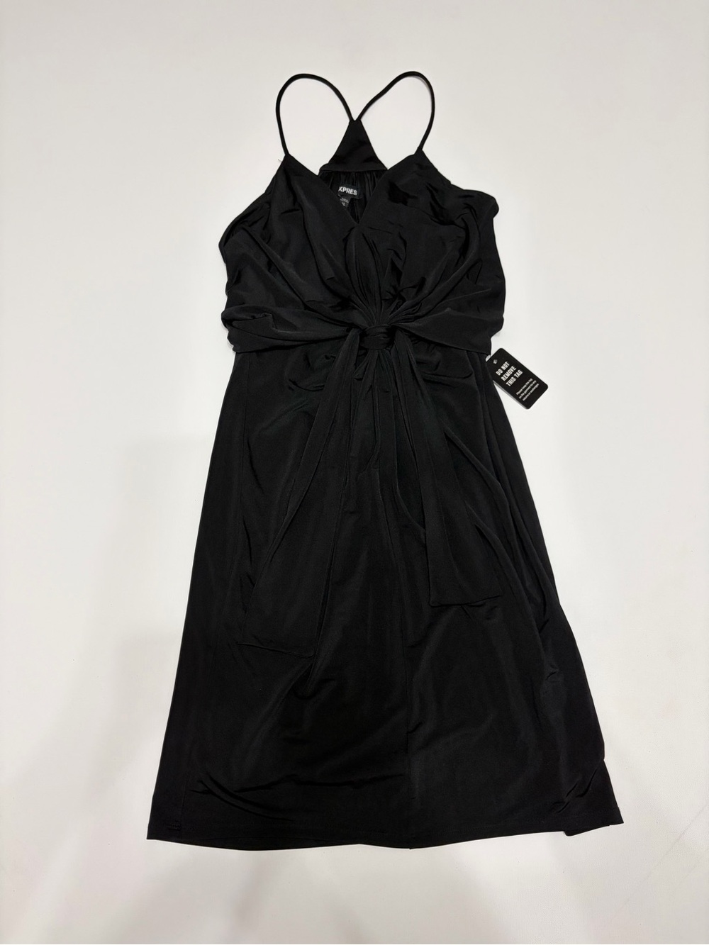 Express Black Knot-Front Spaghetti Strap Mini Dress Sz XS little black dress